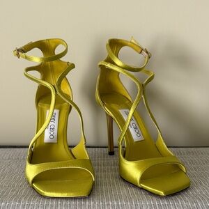 Jimmy Choo Azia 110 Vibrant Lime Satin Heels